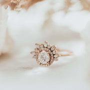 Cluster Marquise & Double Halo Round Moissanite Engagement Ring Bridal Gift Mapple Gems